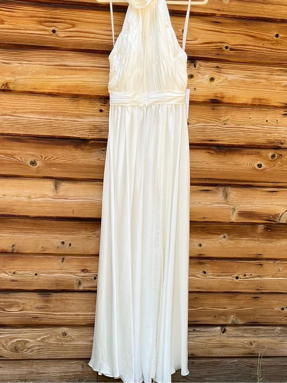 Mac Duggal 49333 White Size 8 SOFT TIE HALTER NECK HIGH SLIT GOWN Maxi Dress - Picture 8 of 14